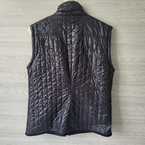 Michael Kors Black Quilted Shiny Puffer Vest Size M Full Zip Pockets High Collar - Picture 3 of 13